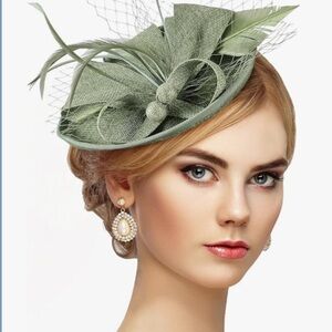 Zinniday Green Fascinator Hat